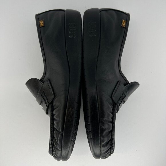 SAS Womens Black Penny Handsewn Leather Soft Teel Heel Slip-On Size 7 Loafers - Picture 7 of 8